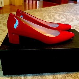 J Crew Red block heel pumps size 6 1/2